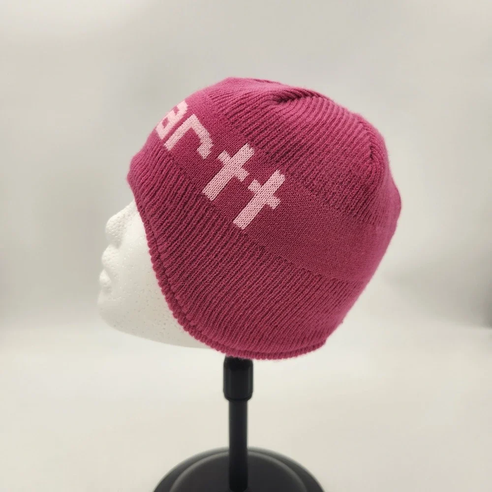 Carhartt Youth Beanie Pink Logo Knit Fleece Lined Winter Hat One Size Kids